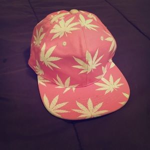 Marijuana Pot Leaf Weed MaryJane Pink Snapback Hat