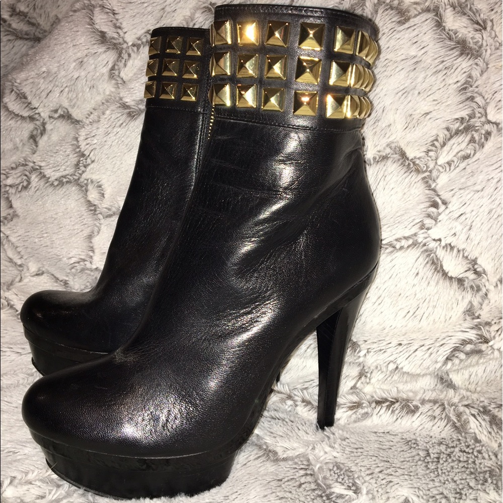Black studded stiletto booties
