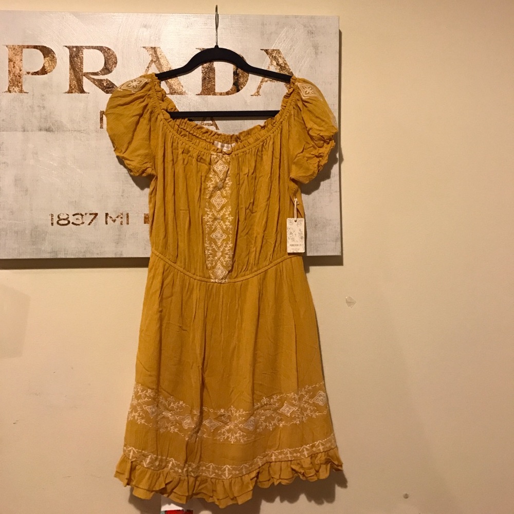 Embroidered cap sleeve gauzy dress