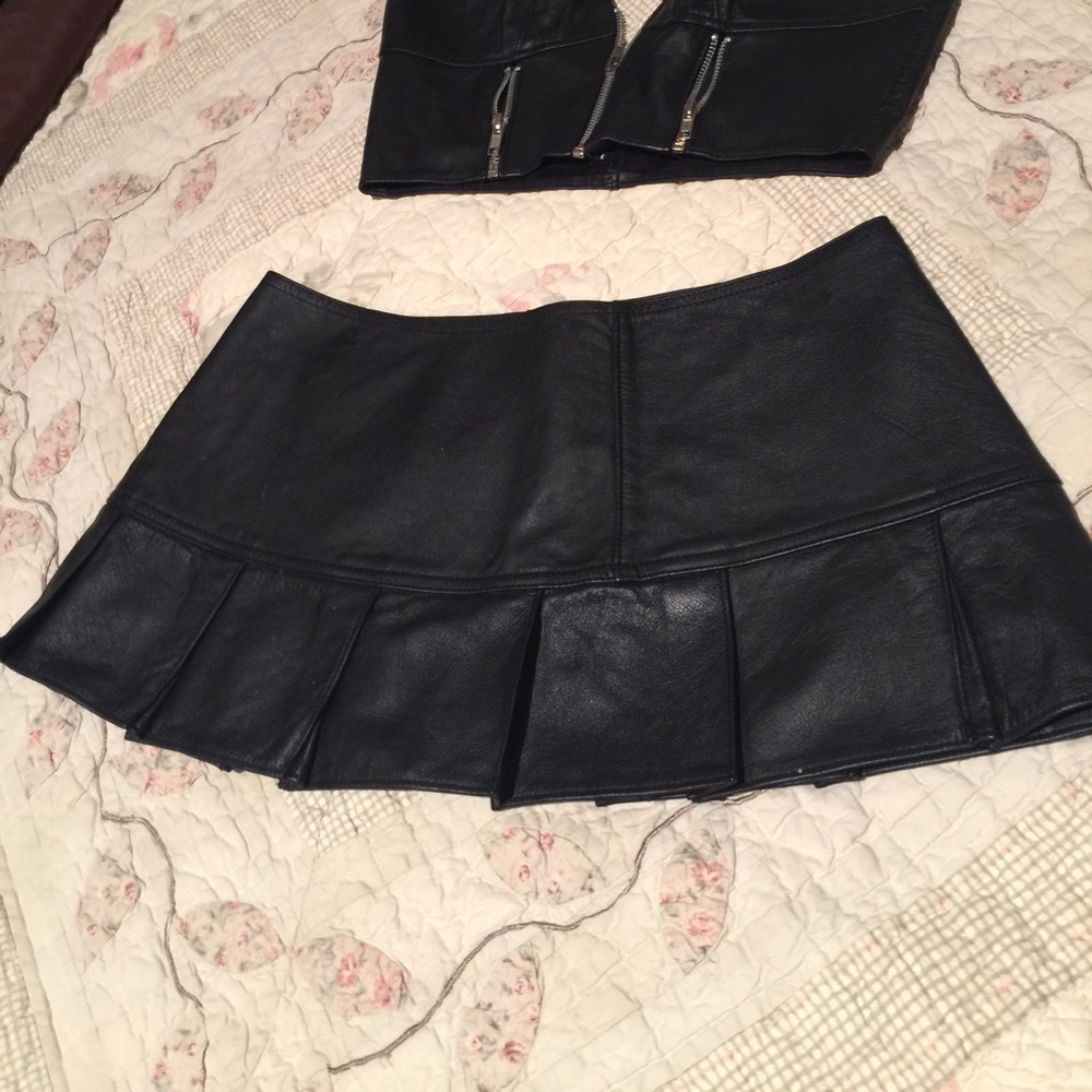 short sexy biker chick leather micro mini skirt