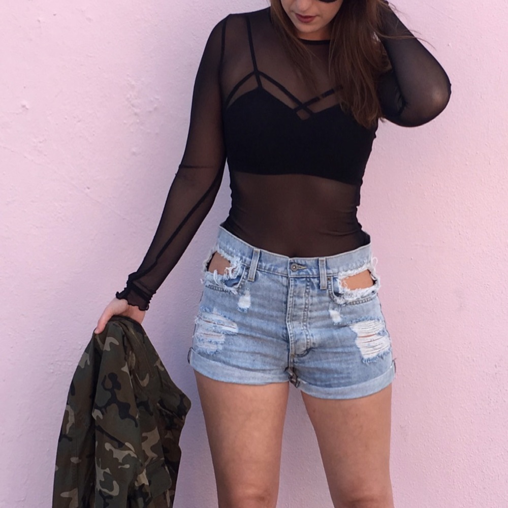 Urban Outfitters Mesh Long-sleeve Top