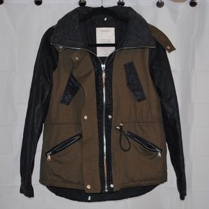 ZARA Black Bomber Hooded Jacket Size Small