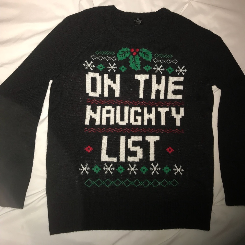 Black Ugly Christmas Sweater🌲 On The Naughty List