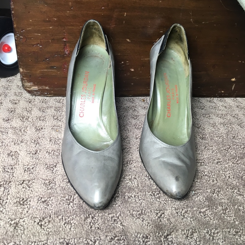 Charles Jourdan Heels two tone Green-Black 8M