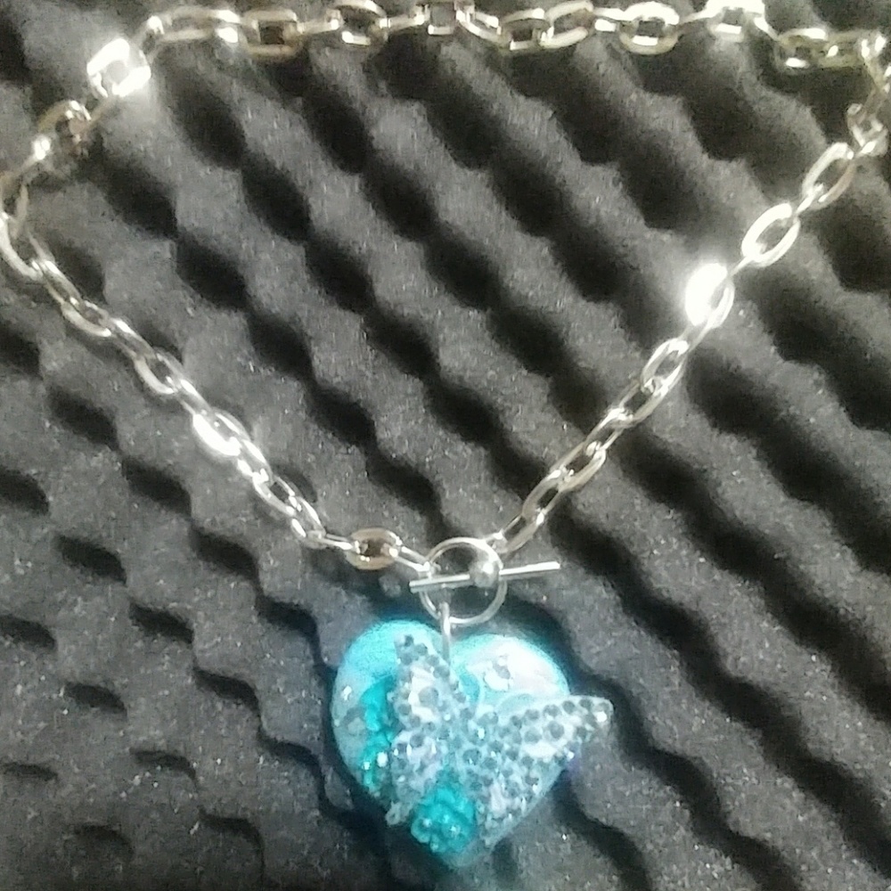 Tarina Tarantino heart butterfly toggle necklace