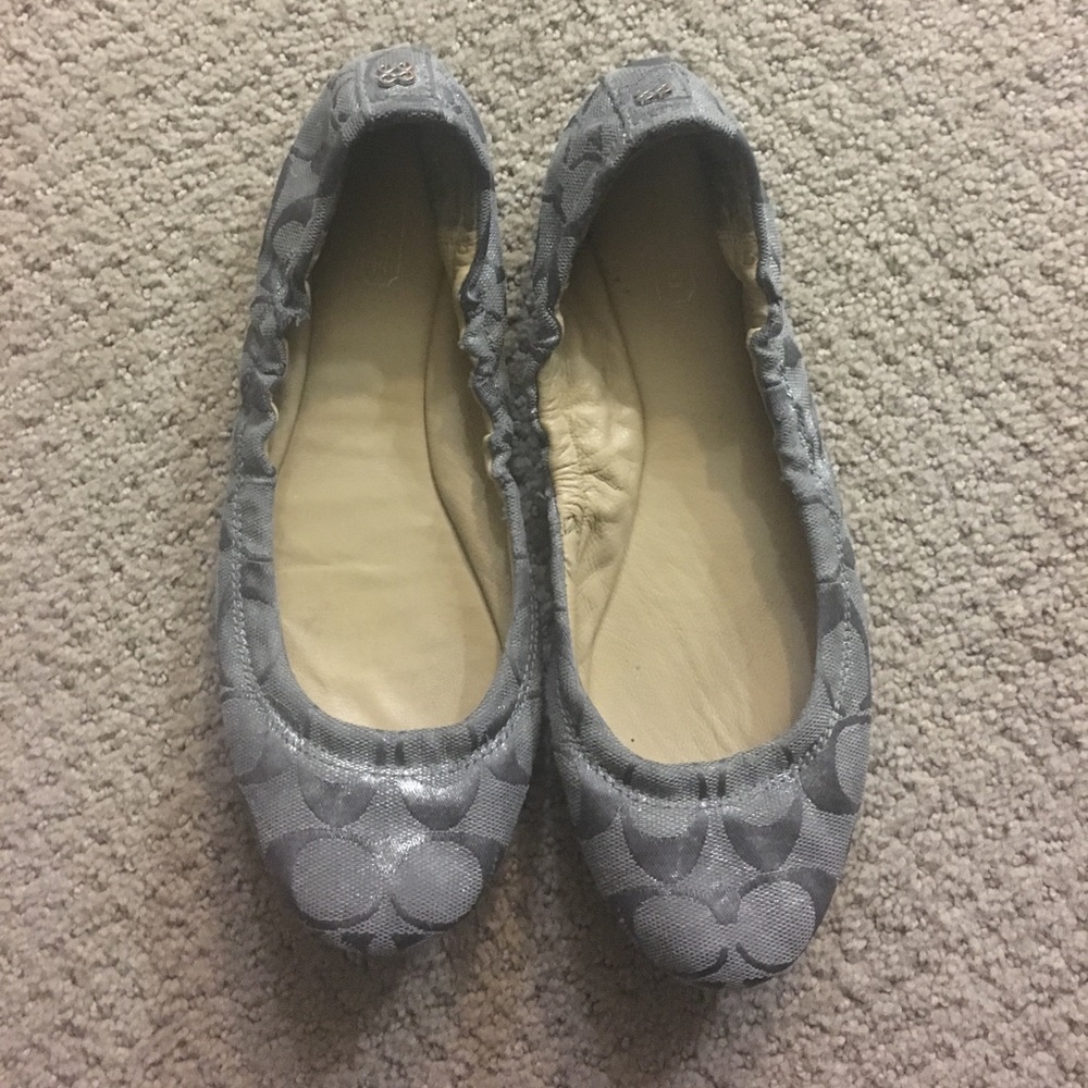 Coach signature silver flats