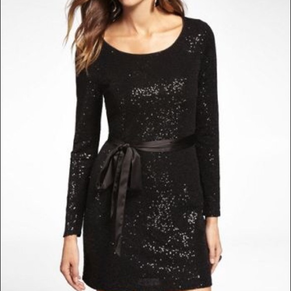 Express Shimmer Long Sleeve Dress Large