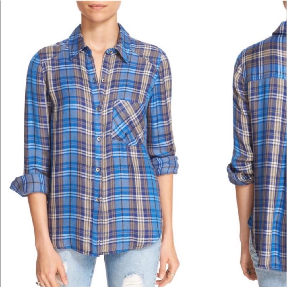 Free People plaid button down