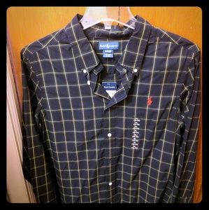 Polo plaid button up long sleeve shirt