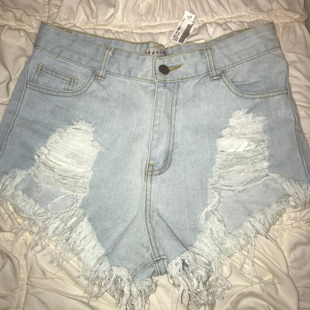 36point5 high waisted distressed jean shorts