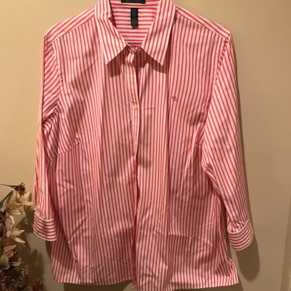 3/4 sleeve button up cotton Lauren shirt