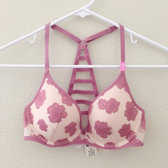 NWT Victoria's Secret PINK Hibiscus Lace Cage Back Bra - Picture 5 of 7