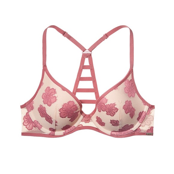 NWT Victoria's Secret PINK Hibiscus Lace Cage Back Bra - Picture 4 of 7