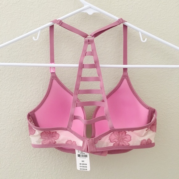 NWT Victoria's Secret PINK Hibiscus Lace Cage Back Bra - Picture 6 of 7