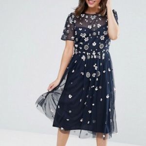 Maya petite floral 3D embellished midi dress