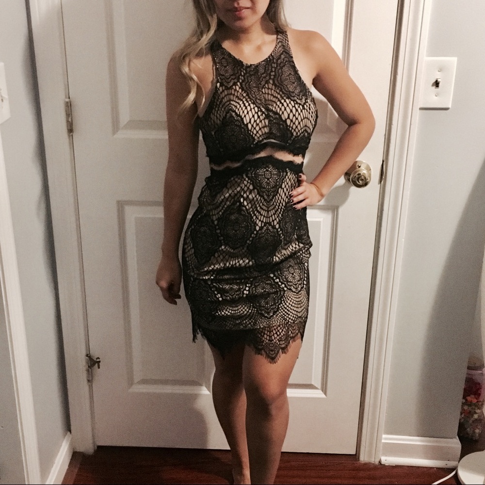 Hey Molly Black and Nude Dress