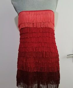 Gatsby strapless flapper fringe dress & accessorie