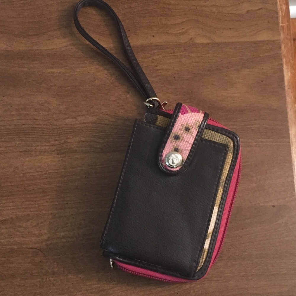 Pink and brown wristlet