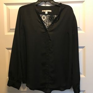 Black Lauren Conrad Crochet Back Detail Blouse