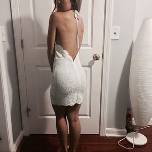Backless White Scallop Dress