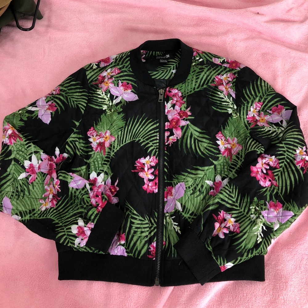 Forever 21 Floral bomber jacket