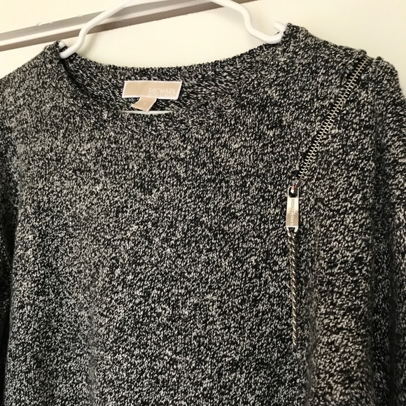 NWOT Michael Kors Black & White Sweater w/ Zipper - Picture 2 of 8