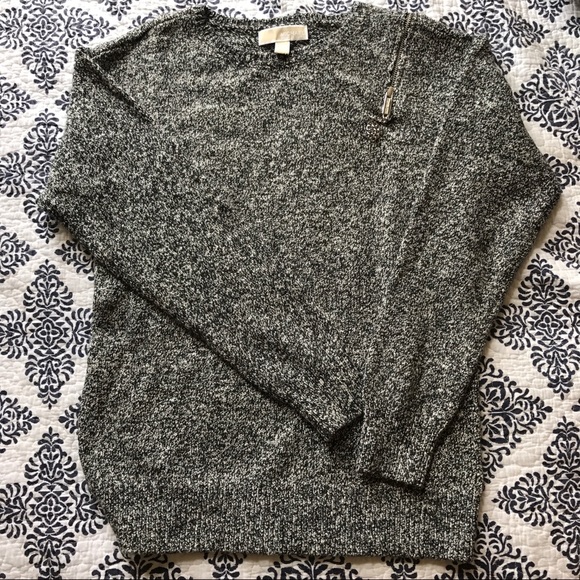 NWOT Michael Kors Black & White Sweater w/ Zipper - Picture 3 of 8