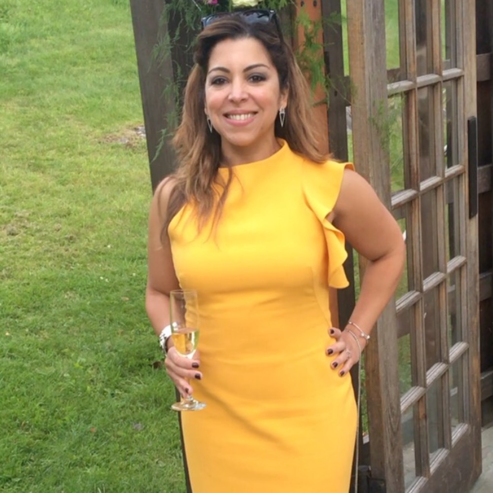 Marigold color cocktail dress