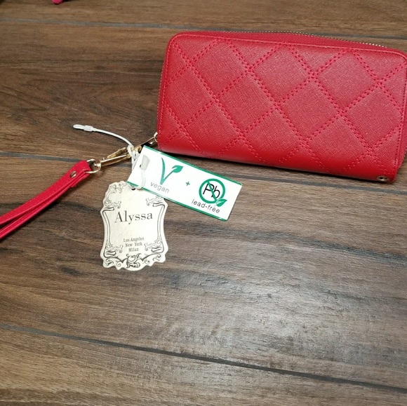 wrisrlet RED CLUTCH WALLET With handle - Picture 3 of 6