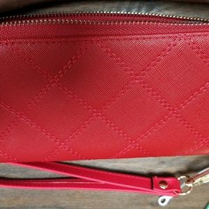 wrisrlet RED CLUTCH WALLET With handle