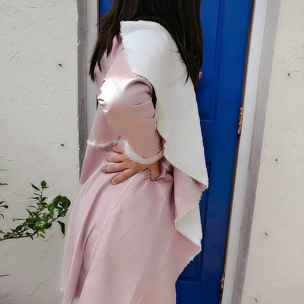 Shearling  Lined blush faux suede Jacket - Picture 5 of 8