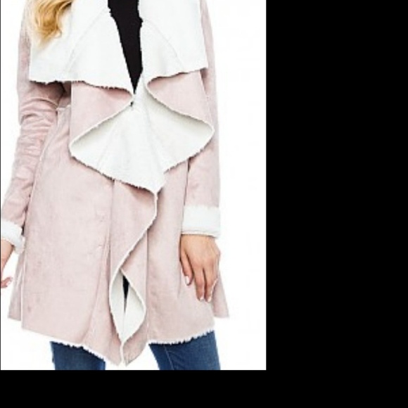 Shearling  Lined blush faux suede Jacket - Picture 2 of 8