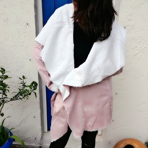 Shearling  Lined blush faux suede Jacket - Picture 4 of 8