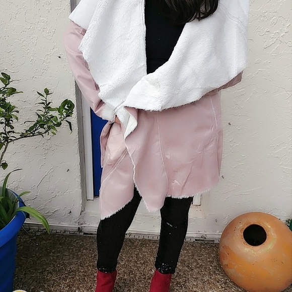 Shearling  Lined blush faux suede Jacket - Picture 7 of 8