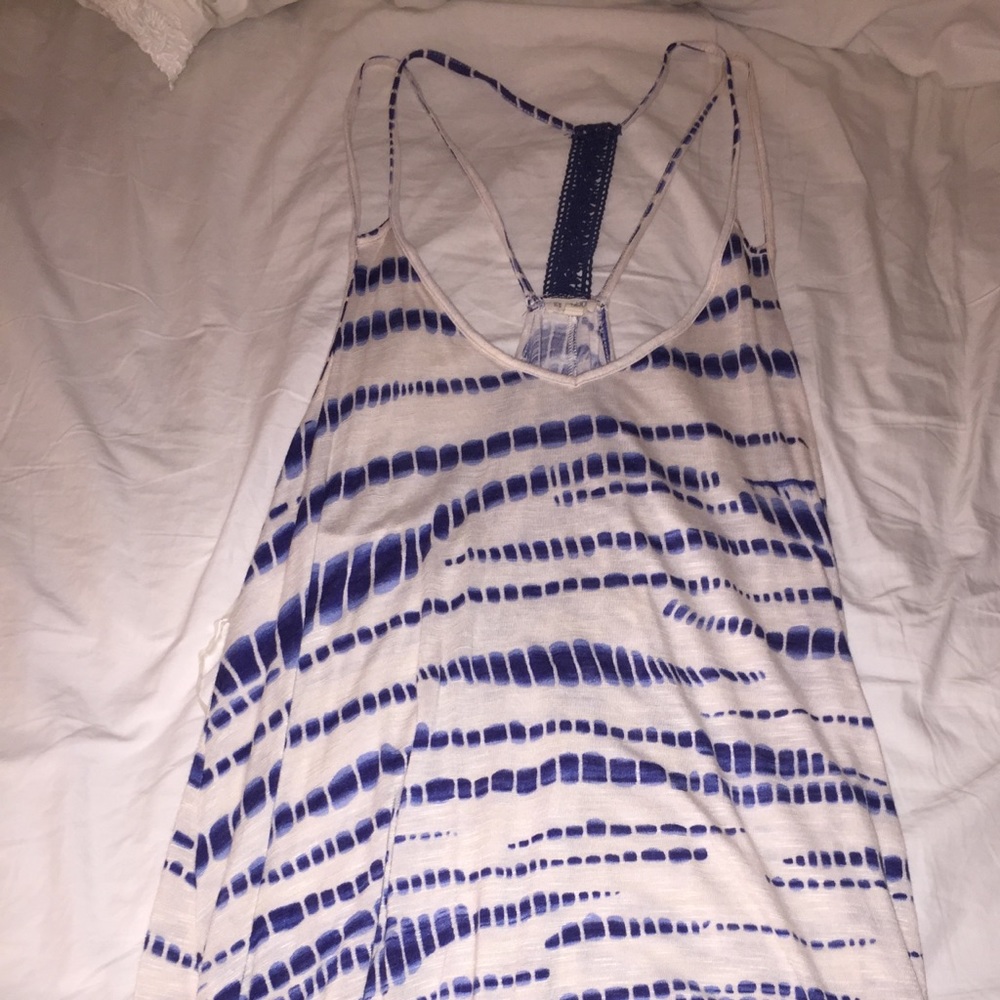 Tie dye white tunic with low back