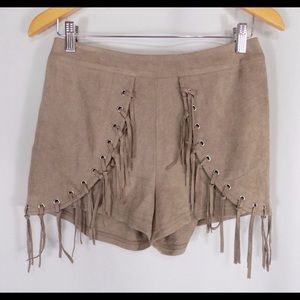 LF suede fringe shorts