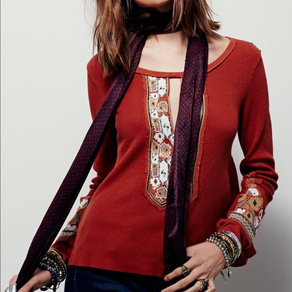 Free People Marion Embroidered Thermal