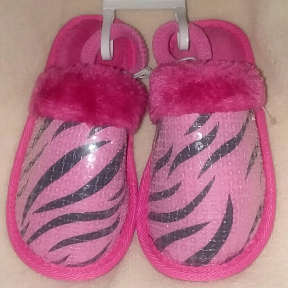 ♡NWT Girls Koala Kids Zebra Print Slippers Size 11