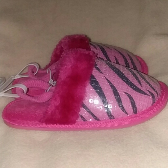♡NWT Girls Koala Kids Zebra Print Slippers Size 11 - Picture 4 of 8
