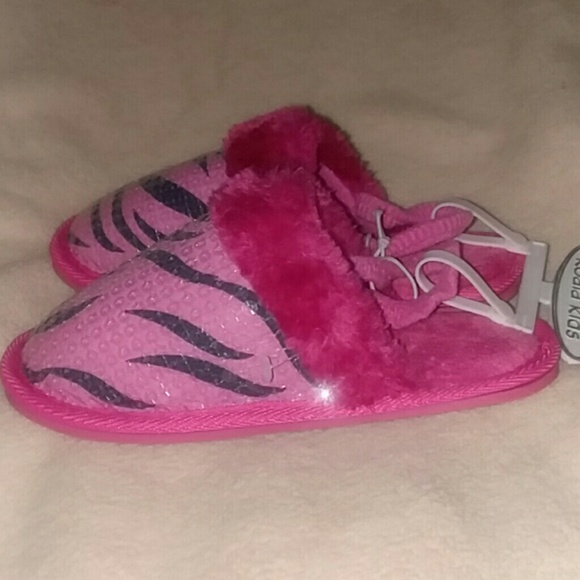 ♡NWT Girls Koala Kids Zebra Print Slippers Size 11 - Picture 6 of 8