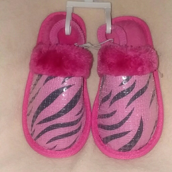 ♡NWT Girls Koala Kids Zebra Print Slippers Size 11 - Picture 8 of 8