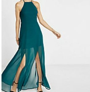 chiffon halter maxi dress