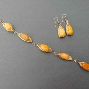 Gemstone Earrings and Bracelet