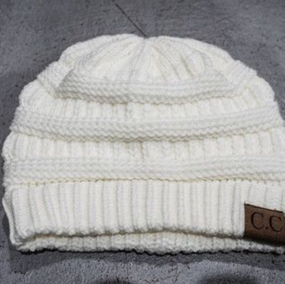 White CC beanie