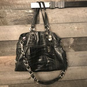 Black Crocodile Print Purse