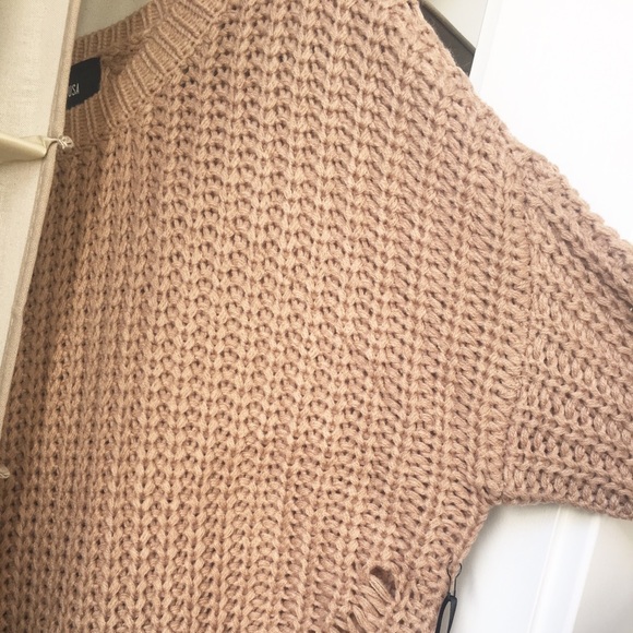 Khaki Distressed Knit Sweater - Picture 3 of 3