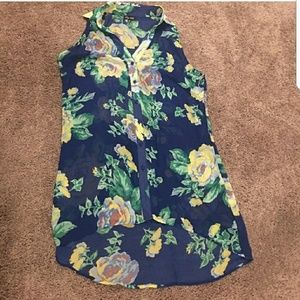 City Chic Floral High/Low Buttoned Shirt