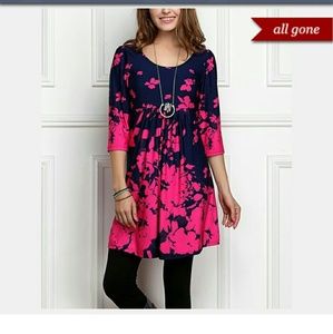 Navy and pink floral tunic