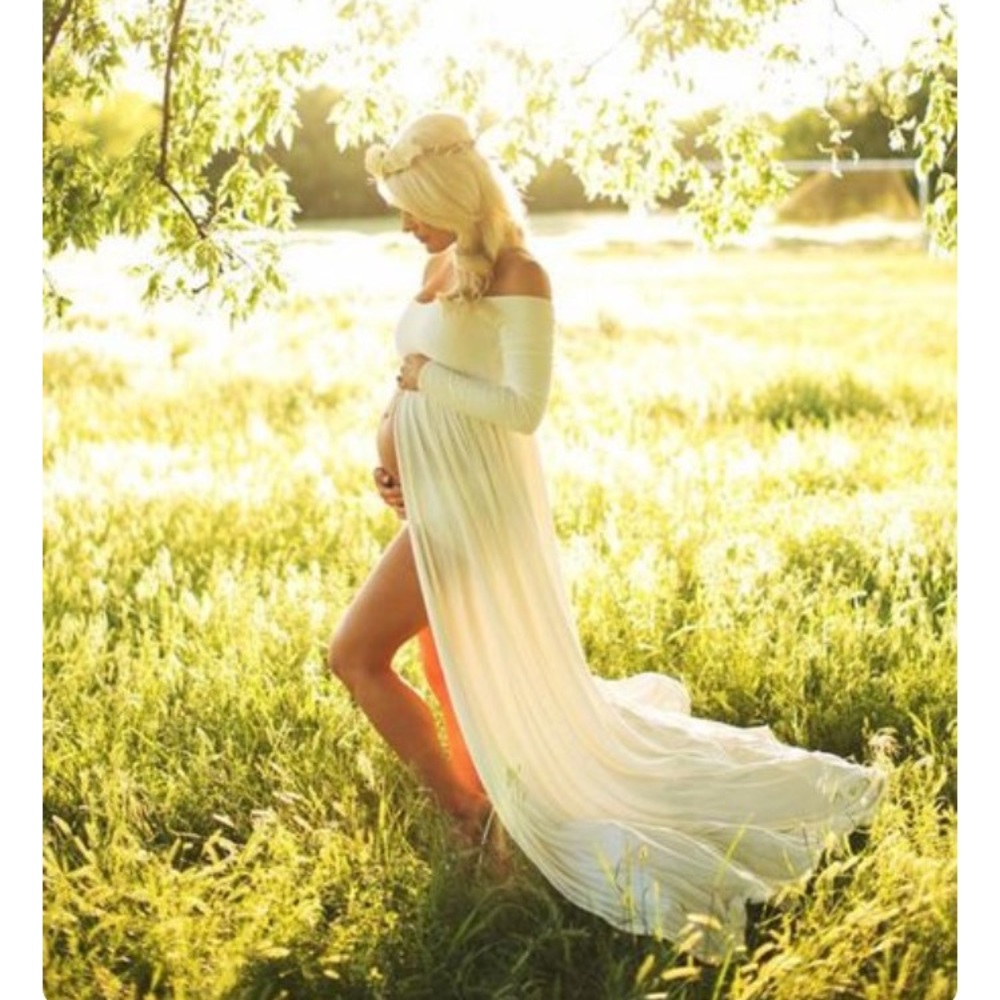Ivory Off Shoulder Maternity Photoshoot Gown/Dress