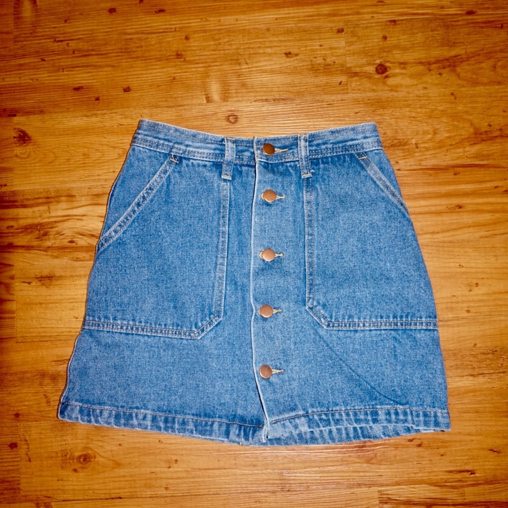 High waisted denim skirt